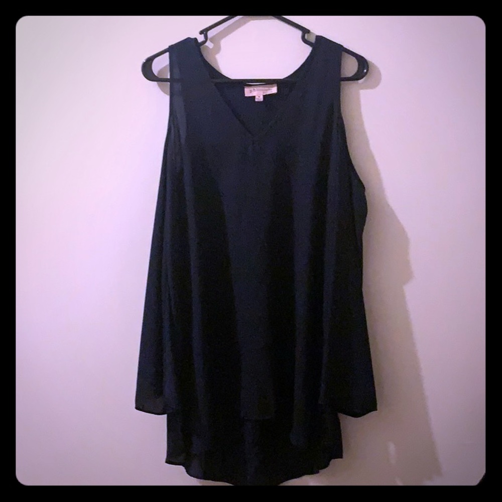 Sheer off-shoulder flowy shirt with flared sleeves